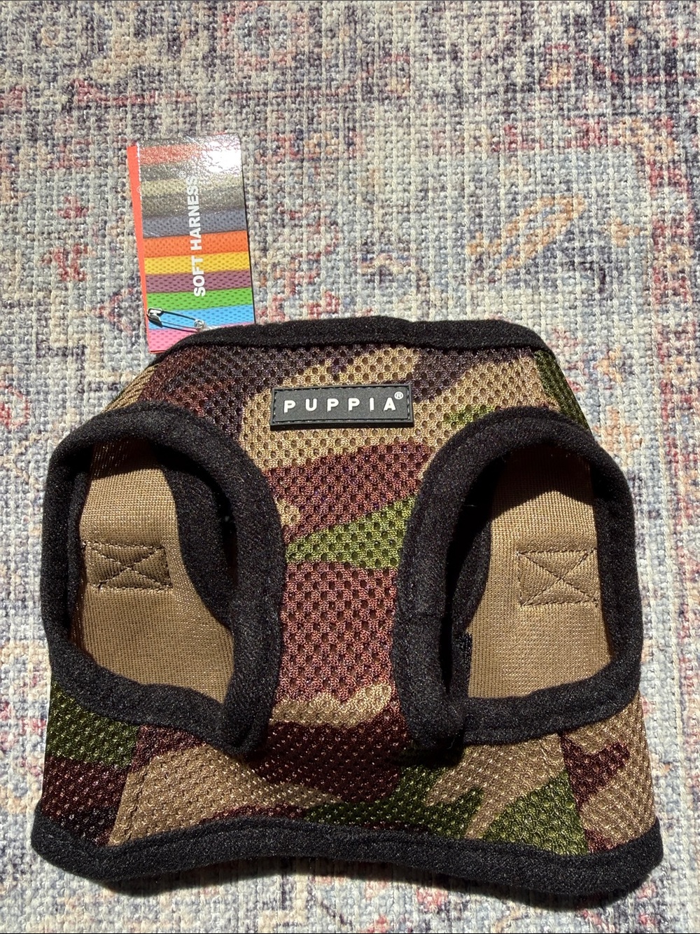 Puppia Camouflage Mesh Dog Harness in Green Brown Black Trim